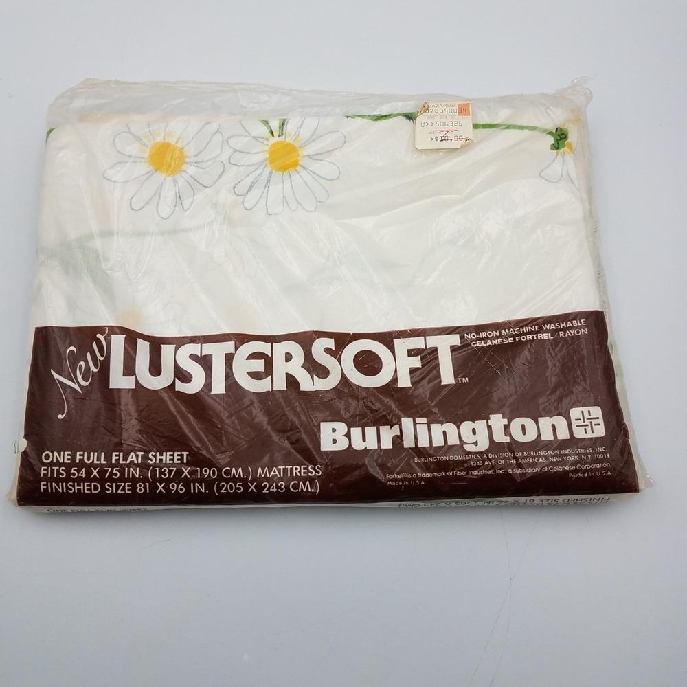 Burlington Full Flat Sheet Unopened Daisy Flower Design 54x75" 1970's